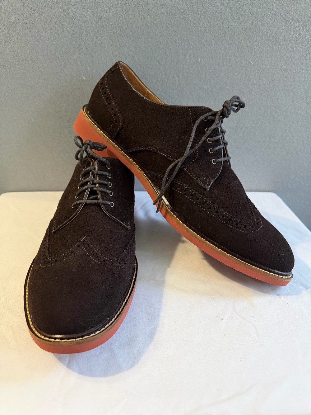 Cole Haan Dress Shoes Men’s 13M Brown Suede Wingtip Red Soles & Lace-Up